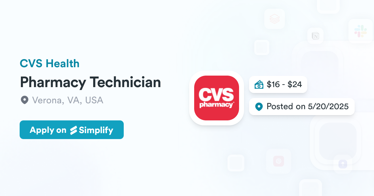 Pharmacy Technician CVS Health Simplify Jobs